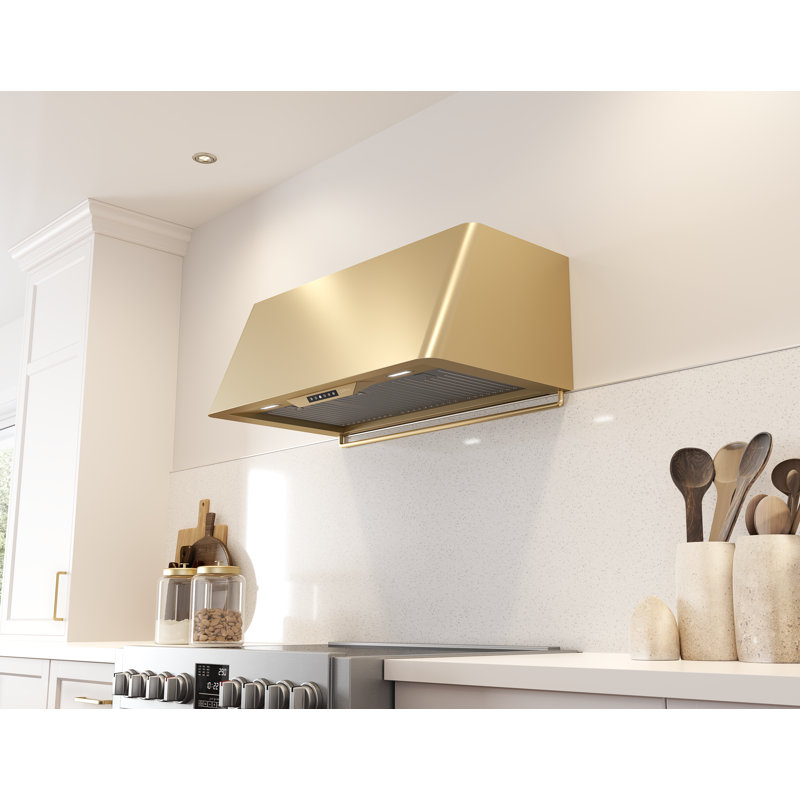 Designer Range Hood Accent Rail, Satin Gold, 2" H x 47" W x 0.5" D