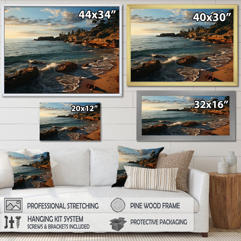 Impression sur toile Coastal Serenity I, H 34 po x l 44 po x P 1,5 po, Cadre simple blanc