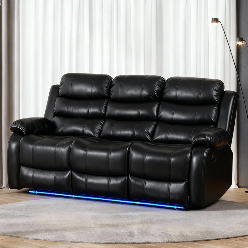 Canapé multifonctionnel 77,17 po avec inclinable et porte-gobelets, Noir