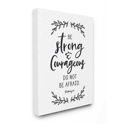 «Be Strong And Courageous Leaves Typographie», impression