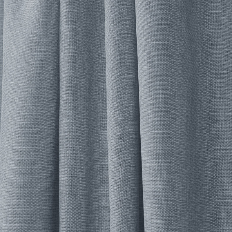 Chambray Blue Light-Filtering Faux Linen Curtain Panels, 54" x 96"