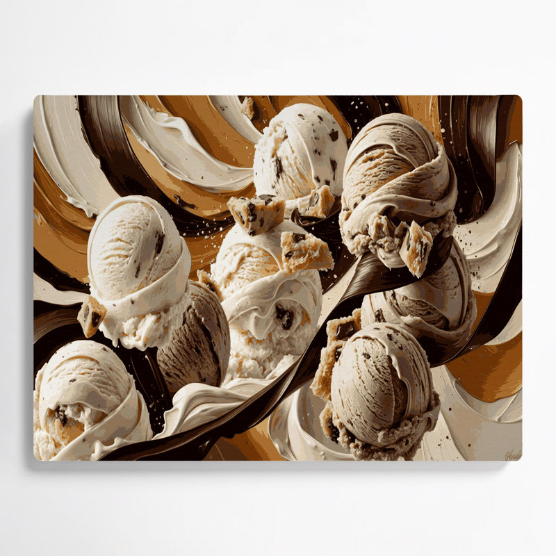 Desserts, pâte à biscuits, crème glacée, art mural en métal beige, H 8 po x l 10 po