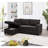 Reversible Modular L Shaped Couch, Velvet Sleeper Sectional Sofa Bed with Storage Chaise, Pull Out Convertible Sofa-1017160163-1017160086