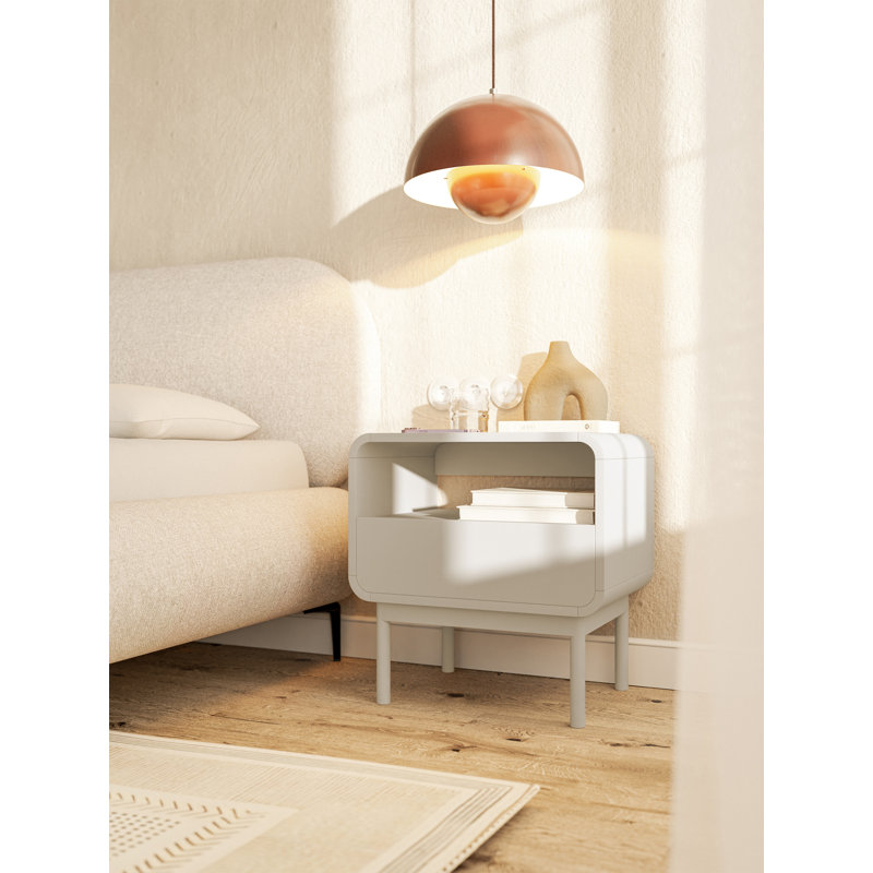 Alphonce 54 cm Nightstand with Drawer and Niche in Gray Beige
