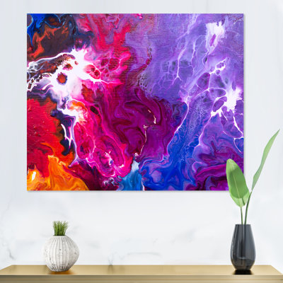 Fuchia mauve blanc et bleu liquide - Peinture sur toile