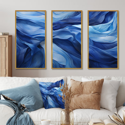 Blue Emotional Tachism Waves 3 - Tachism Wall Art