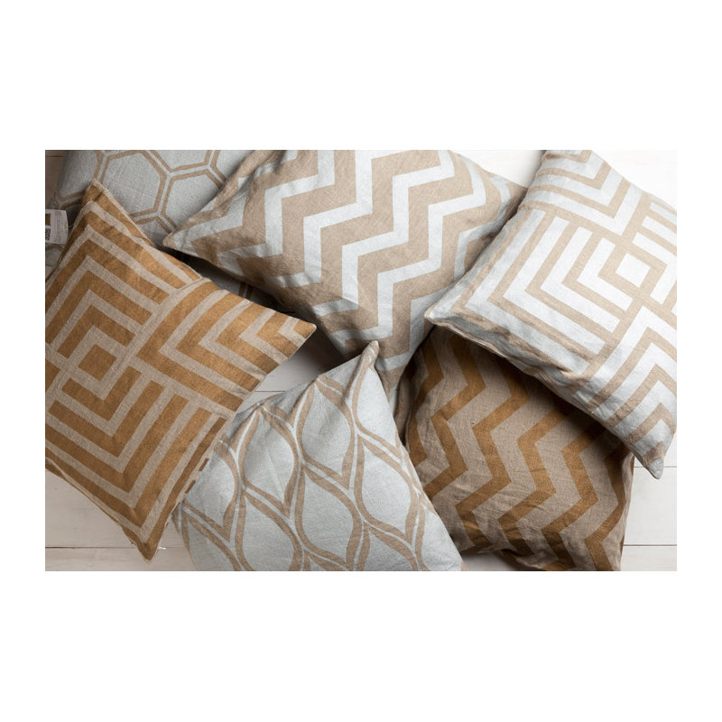 Housse de coussin en lin, Gris clair/beige, H 20 po x l 20 po x P 4 po, Duvet