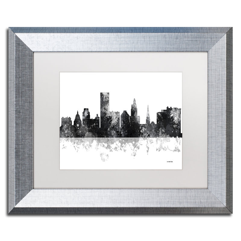 « providence ri horizon bg-1 », impression sur toile encadrée, H 16 po x l 20 po x P 0,5 po, argent