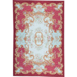 Hand-Knotted High-Quality Ivory and Red Area Rug