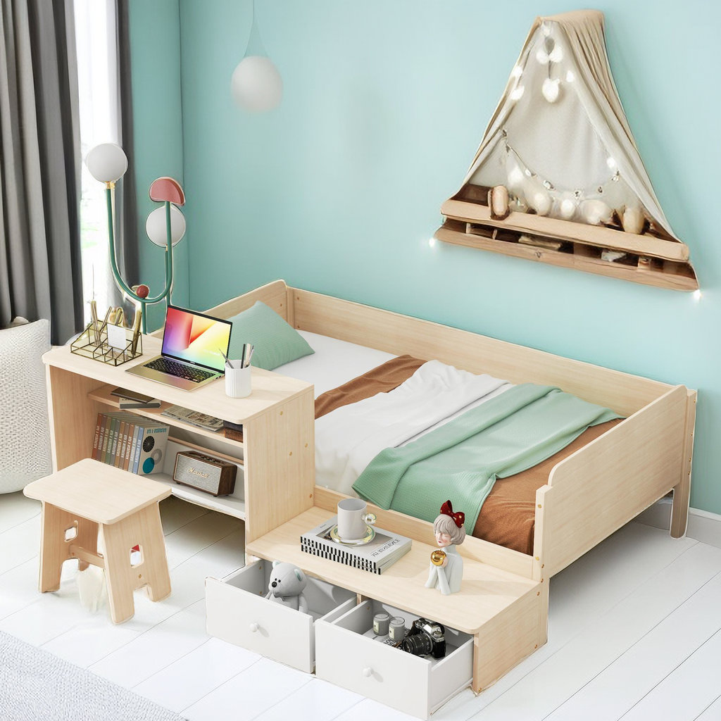 Red Barrel Studio® Adejah Wood Platform Bed with Desk and Chair Set