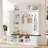 3-in-1 Hall Tree With 6 Hooks, Bench, Left Cabinet With Adjustable Shelves And Open Compartments-1432791718
