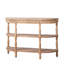 Console en bois fabriquée à la main avec garniture tissée à la main, tablettes de rangement à 3 niveaux, table d'entrée ovale avec pieds sculptés