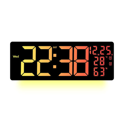 Horloge murale RVB à changement de couleur, grand format, télécommande multifonction