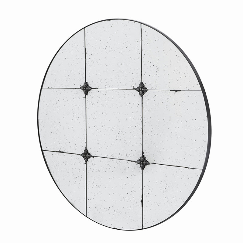 Miroir mural rond en verre antique D36 "