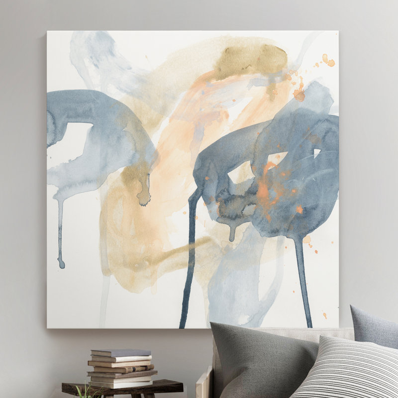Barteld " Liquid Blueprint VIII ", 16" H x 16" W x 1" D, Wrapped Canvas