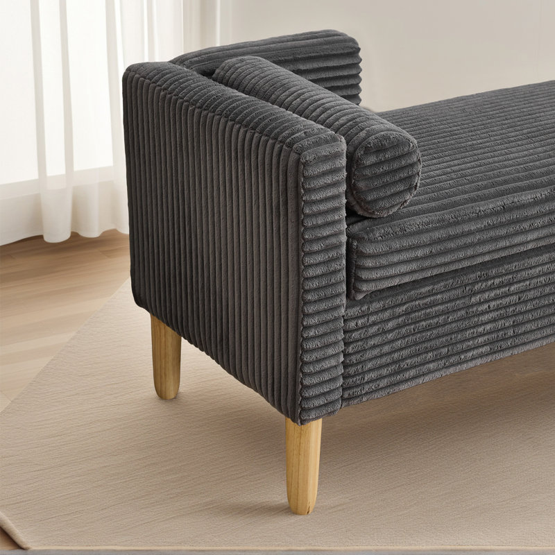 Banc de rangement avec repose-pieds l 65,4 po avec accoudoirs et coussins, Gris anthracite