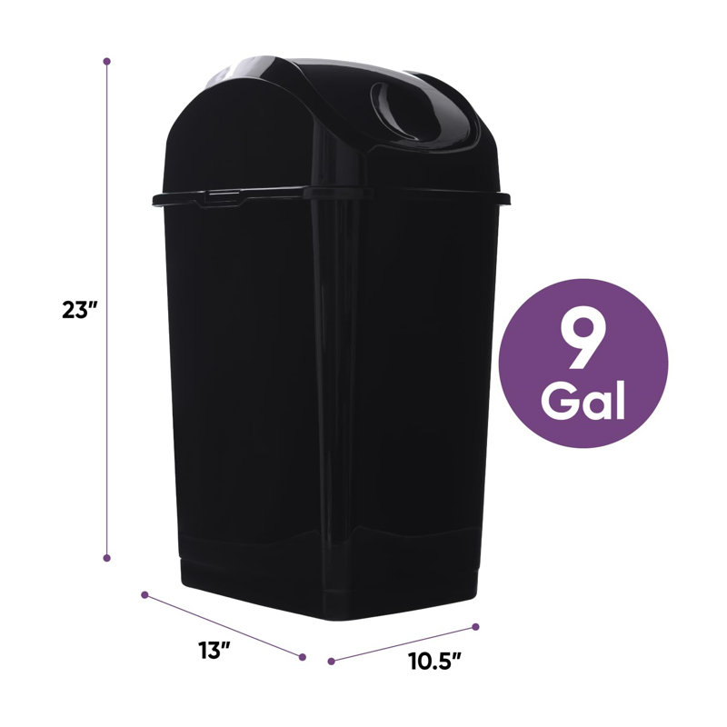 Poubelle de cuisine Superio pour poubelle de cuisine avec couvercle pivotant 9 gallons Slim 37 Qt, 9 Gallon, Noir