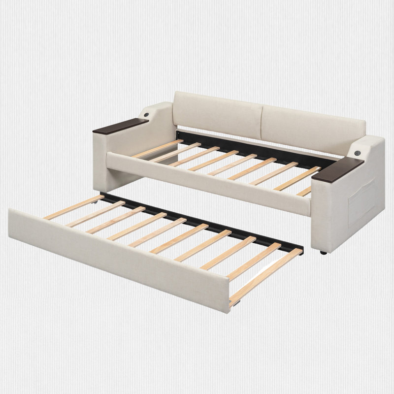Lit de jour simple avec rangement et lit gigogne