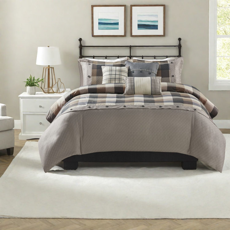 Cozy Farmhouse Bedding Sets, Polyester Herringbone Design, Ideal For Home Comfort