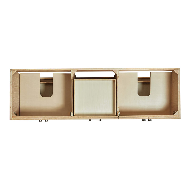 ARIEL Kelly 72 Double Sink Bathroom Vanity with Carrara Quartz Top, Oak