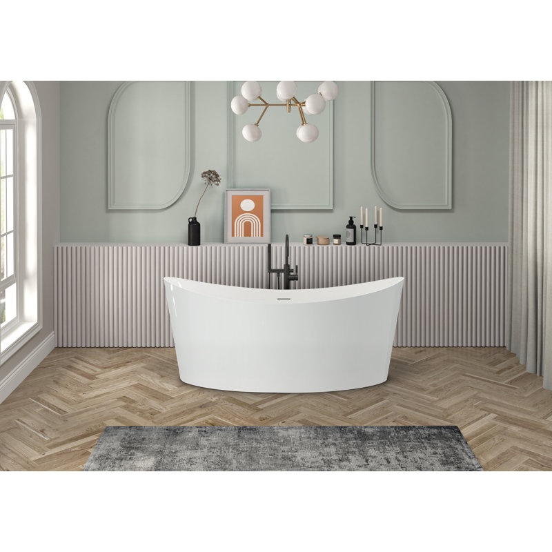 68.5'' x 31.5'' Freestanding Soaking Acrylic Bathtub, White