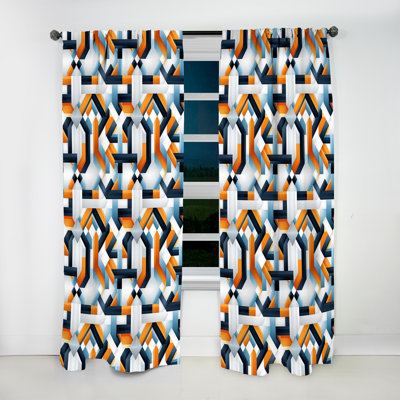 Industrial Matrix Geometric Reflections I - Modern Velvet Curtain - Room Darkening - 1 Panel