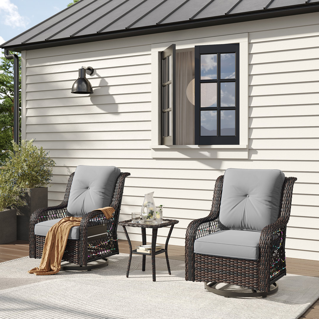 Ehler Wicker 2 - Person Patio Conversation Sets with Cushions Wildon Home® Cushion 