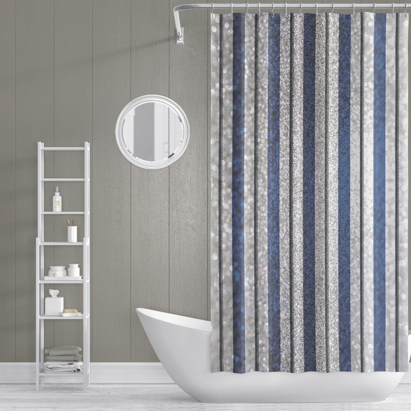 Rideau de douche simple rayé Shimmer, H 72 po x l 70 po