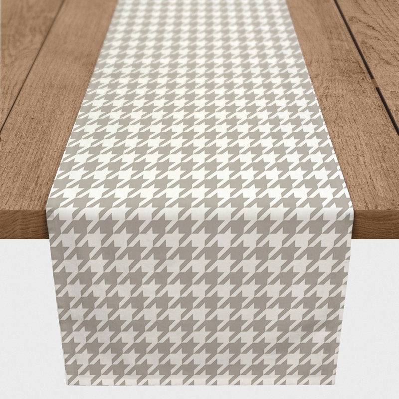Chemin de table en losanges pointillé Nalston, 90 po x 16 po, Kaki, Pied-de-poule