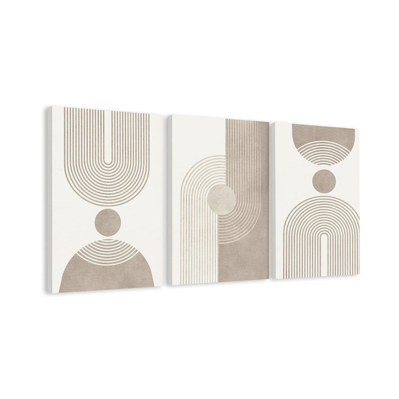 Triptych Abstract Geometric Wrapped Canvas Wall Art 16x24 inches x3