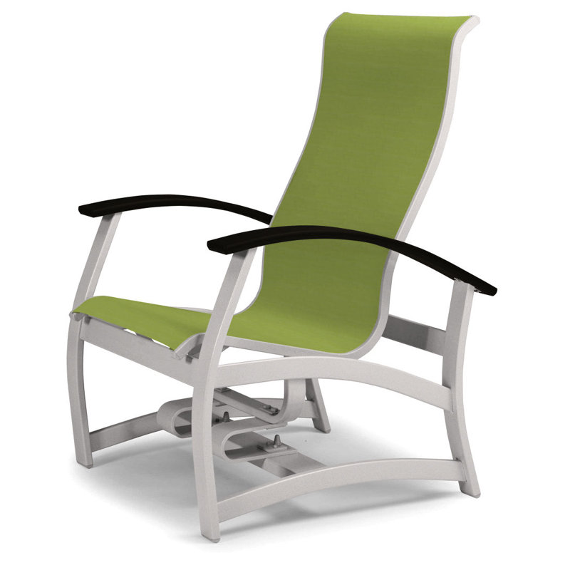 Askar Powder Coated Aluminum Outdoor Lounge Chair, Black P70, Lime 38D Sunbrella®, Gloss White