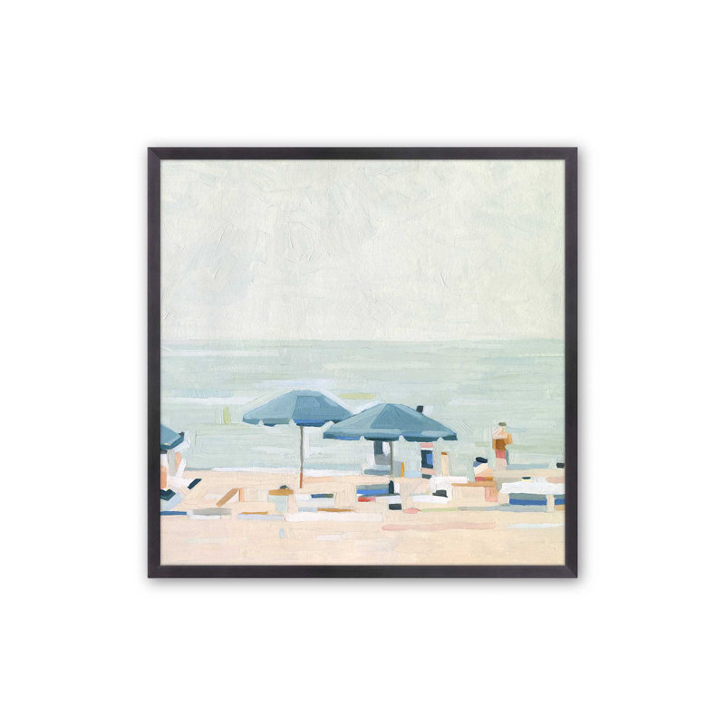 «Seaside Umbrella Harmony I», reproduction, H 13,75 po x l 13,75 po, Cadre photo simple en zinc patiné