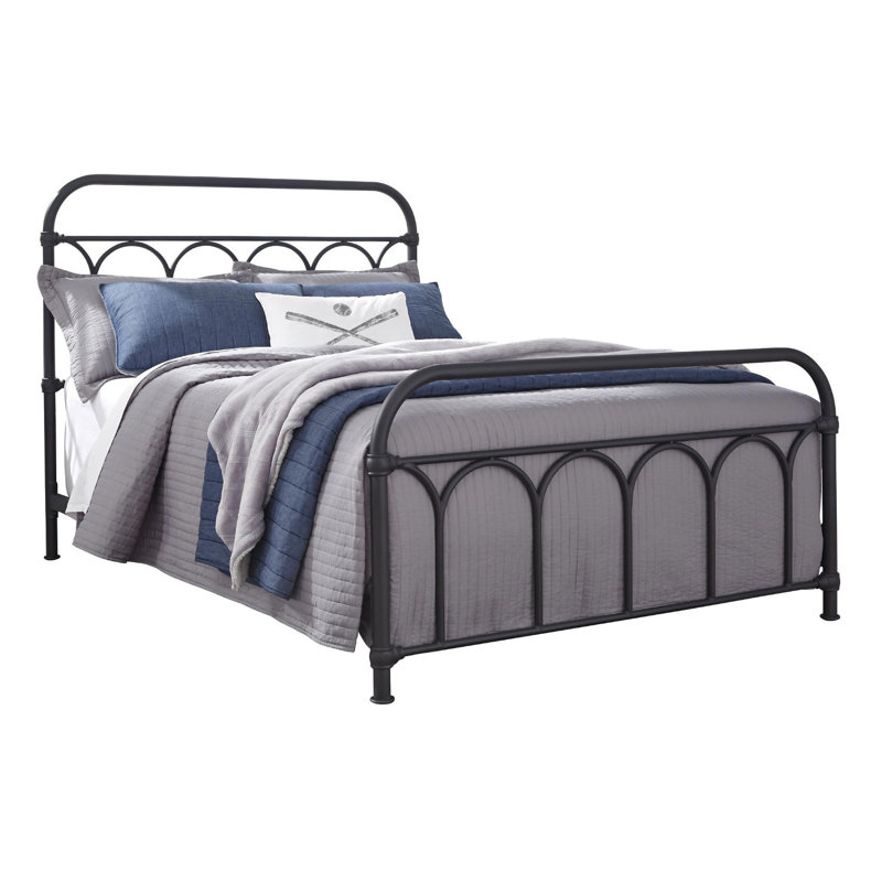 Nashburg Full Size Black Metal Frame Bed with Headboard
