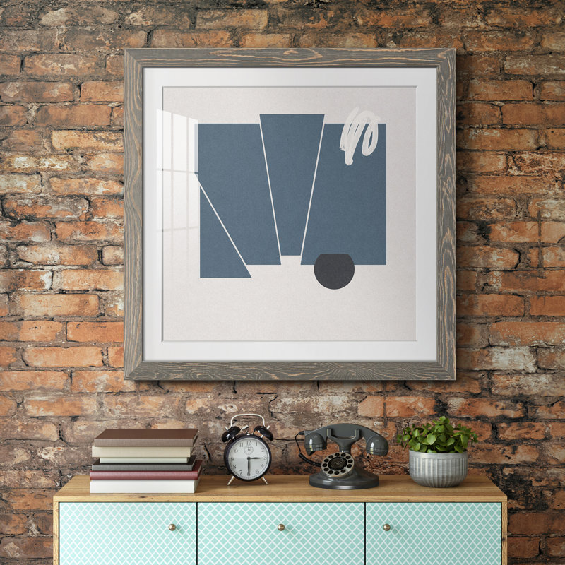 «Blue Felt IV», reproduction encadrée de qualité supérieure - prête à être accrochée, H 22,5 po x l 22,5 po x P 1,5 po, Blanc