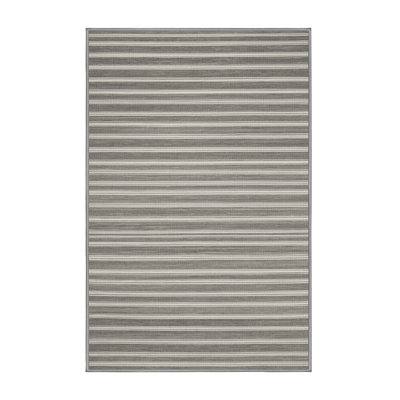 Washable Mist Gray White Striped Area Rug