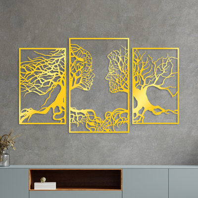 Elegant Gold Metal Wall Accessory, 45.7 x 28.0 inches | Durable 1.5 mm Metal Body | Stunning Decorative Accent for Living Room, Bedroom & Office | Perfect for Modern Home Decor