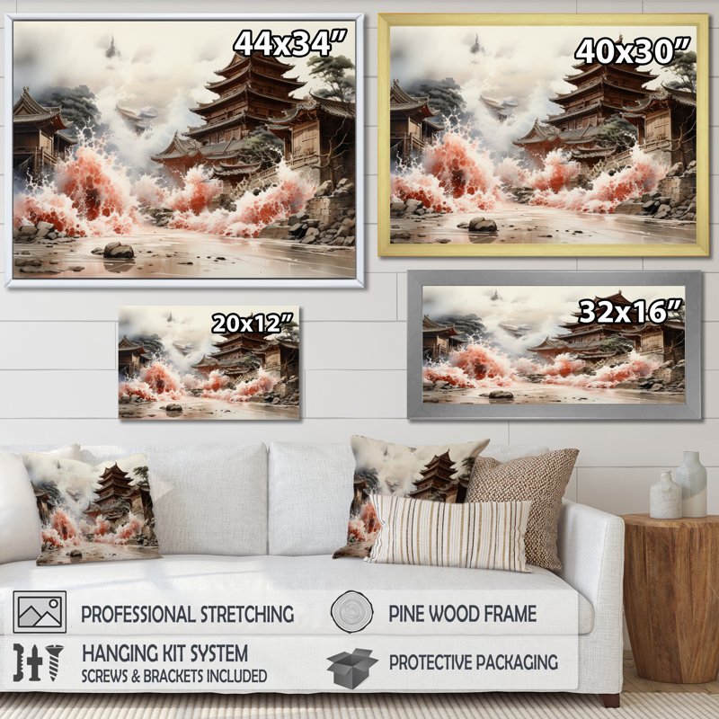 Reproduction d'art sur toile, "Le séisme au Japon II en 2011", H 34 po x l 44 po x P 1,5 po, Toile tendue
