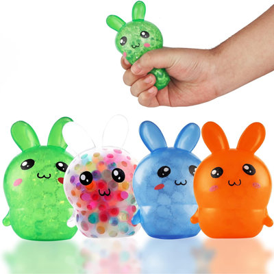 Panier de Pâques, lot de 4 balles anti-stress de lapin de Pâques pour adultes, panier de Pâques, jouets de Pâques, balles de soulagement du stress, cadeaux de Pâques