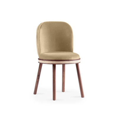 Chaise d'appoint en velours et pieds en chêne naturel Alma