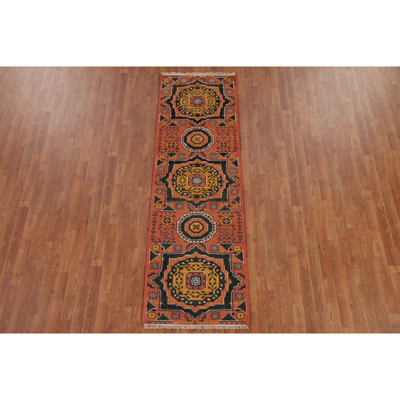Tapis de couloir géométrique en laine 3x8