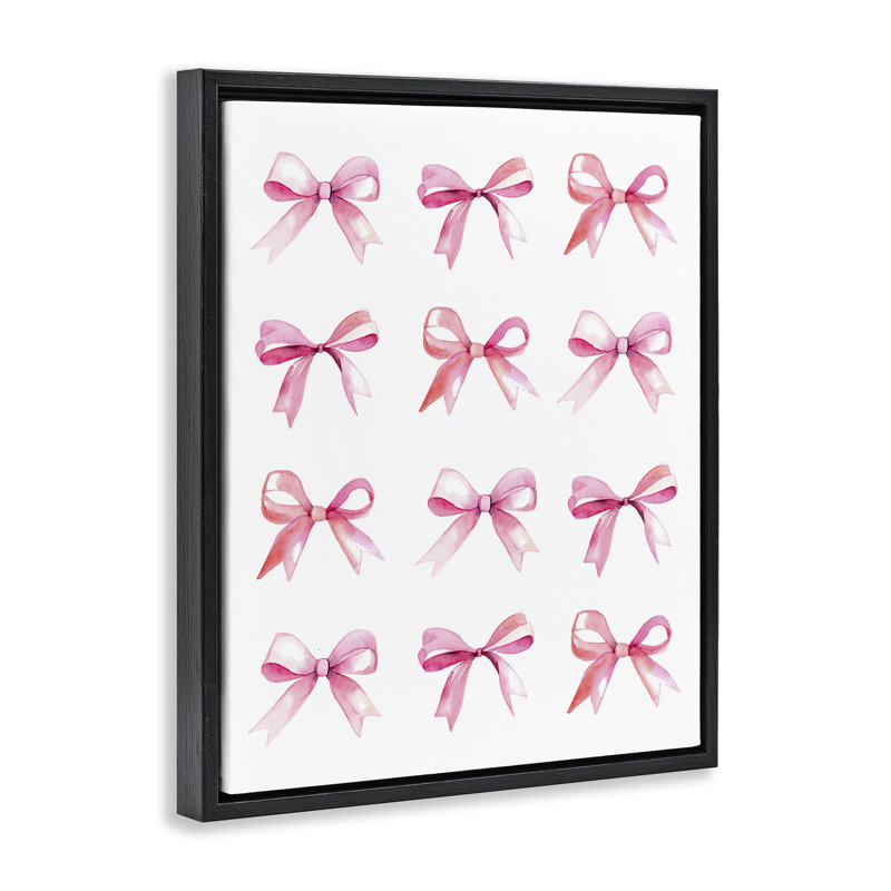 «Pink Bows Rows» par Daphne Polselli, Cadre flottant noir de jais, H 31 po x l 25 po