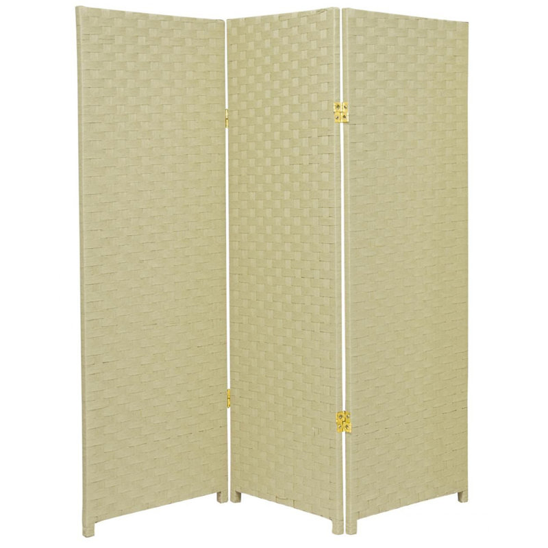 Cloison pliante en bambou / rotin 68,5 po Cecilia, 3, Ivoire