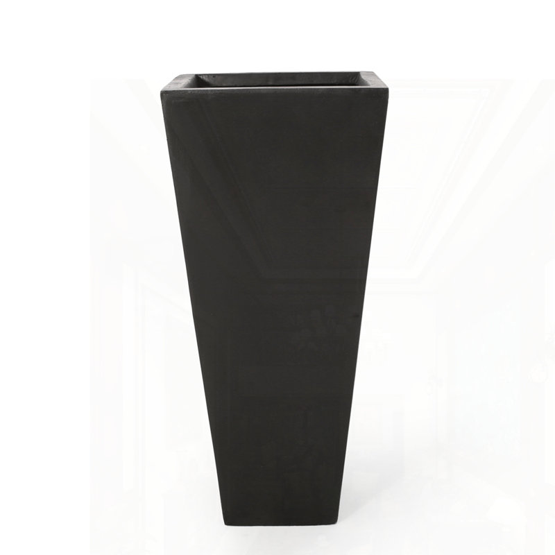 Outdoor Modern Planter, 28.5" H x 13" W x 13" D, Black