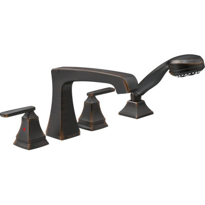 Garniture de robinet de baignoire romaine à deux poignées avec douchette Ashlyn