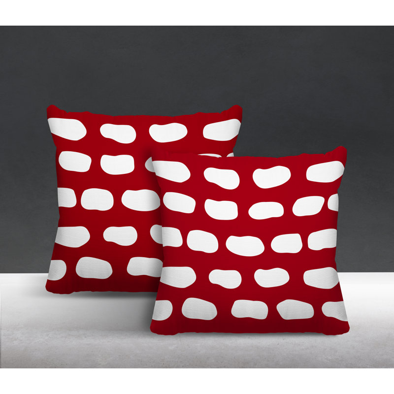 Oreiller carré intérieur / extérieur Aria Dash, L 19 po x H 19 po, Rouge