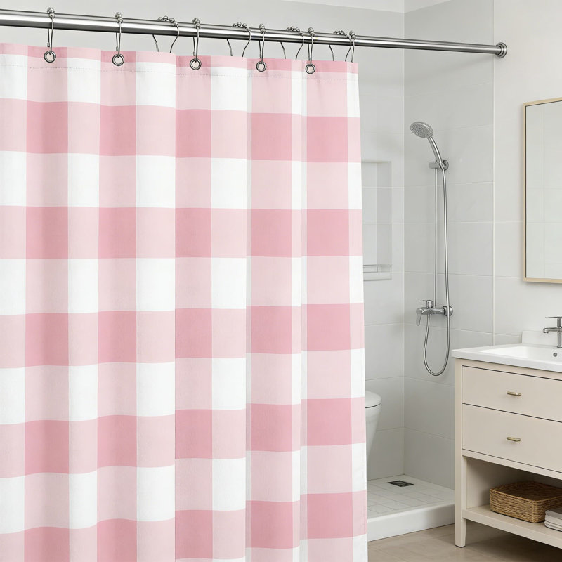 Ensemble de rideau de douche Classic Gingham, Rose
