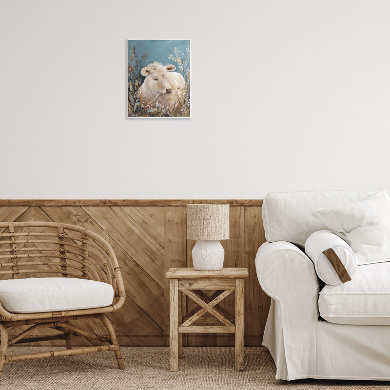 Plaque murale «Soft bovins parmi fleurs», design par Amanda Hilburn