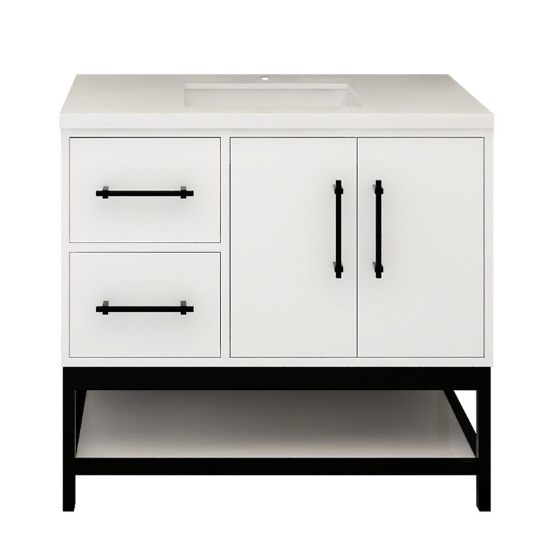 Meuble-lavabo simple avec plateau Victoria 23,7, Blanc lustré