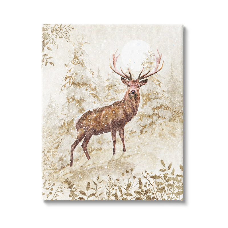 Peinture sur toile Elk Snow, H 20 po x l 16 po x P 1,5 po