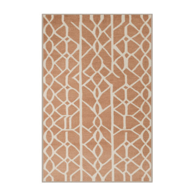 Machine Washable Trellis Brown Area Rug